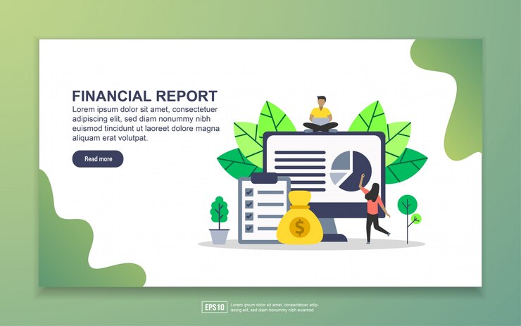 Vector plantilla de página de aterrizaje de informe financiero