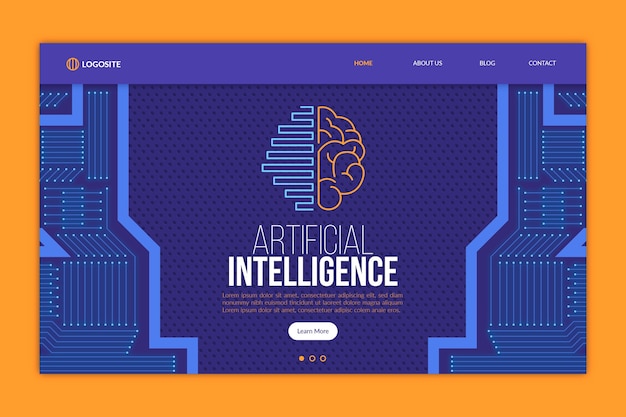 Vector plantilla de página de aterrizaje de inteligencia artificial