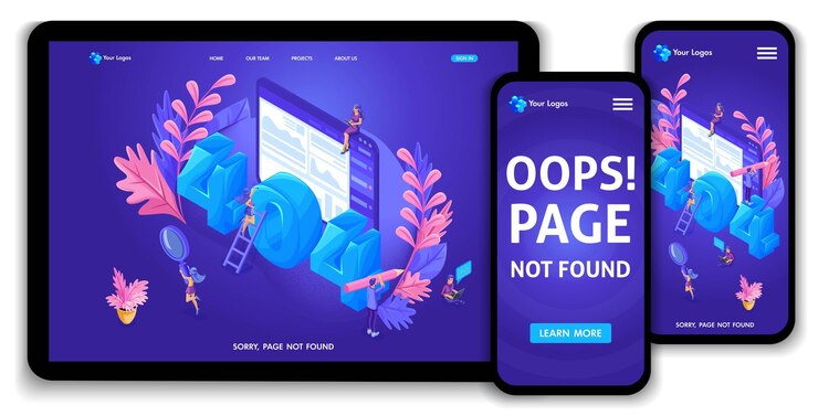 Vector plantilla de página de aterrizaje isométrica del sitio web del concepto de error 404. diseño moderno de diseño de páginas web para sitios web y sitios web móviles. fácil de editar y personalizar, ui ux adaptable.