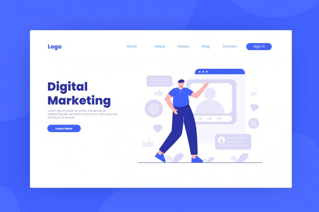 plantilla de página de aterrizaje de marketing digital
