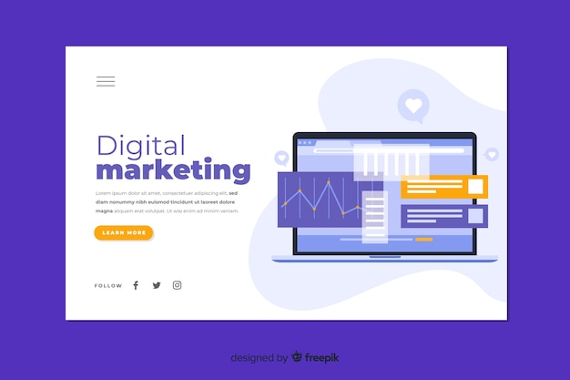 plantilla de página de aterrizaje de marketing digital