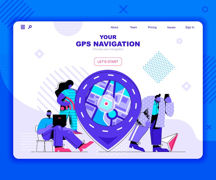 Vector plantilla de página de aterrizaje de navegación gps