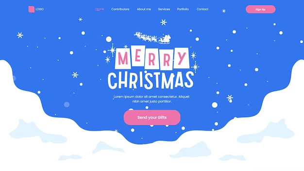 plantilla de página de aterrizaje de navidad vectorial