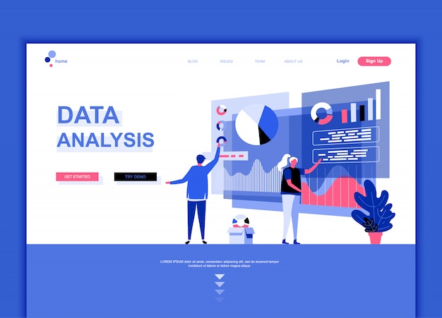 Plantilla de página de aterrizaje plana de análisis de datos