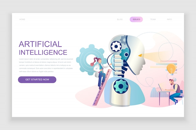 Plantilla de página de aterrizaje plana de Inteligencia Artificial