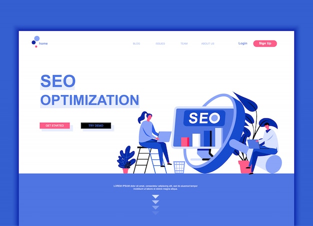 Plantilla de página de aterrizaje plana de Seo Analysis
