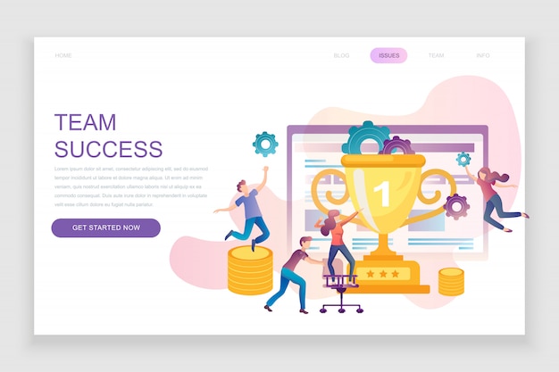 Plantilla de página de aterrizaje plana de Team Success