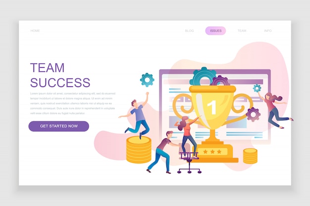 Vector plantilla de página de aterrizaje plana de team success