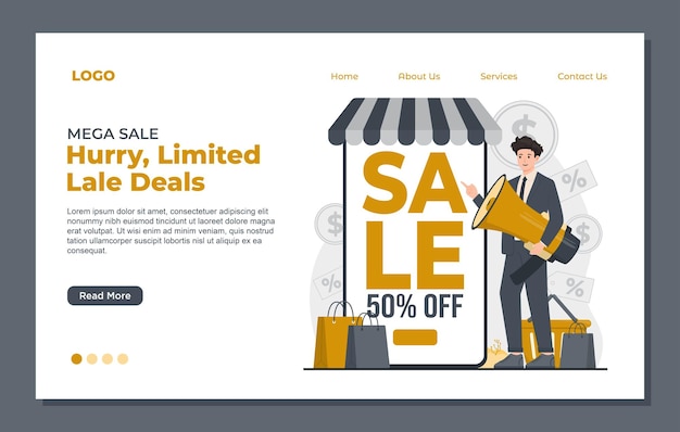 Plantilla de página de aterrizaje para promociones de ventas diseñadas para mostrar ofertas de tiempo limitado y atraer