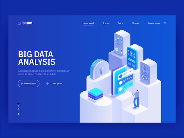 plantilla de página de aterrizaje del sitio web de análisis de grandes datos