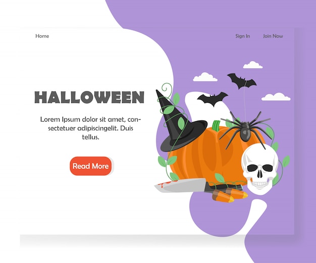 Plantilla de página de aterrizaje del sitio web de halloween