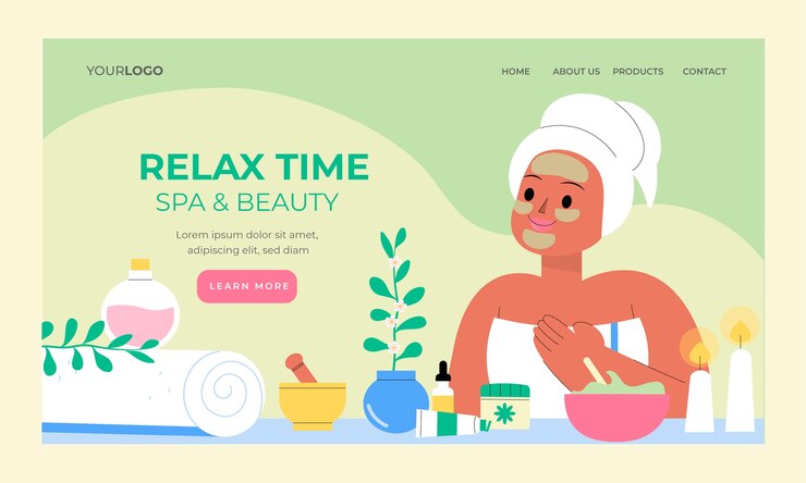 Vector plantilla de página de aterrizaje de spa plana