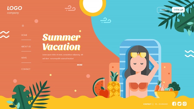 Plantilla de página de aterrizaje de vacaciones de verano