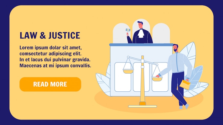 Vector plantilla de página de aterrizaje de vector plano de ley y justicia