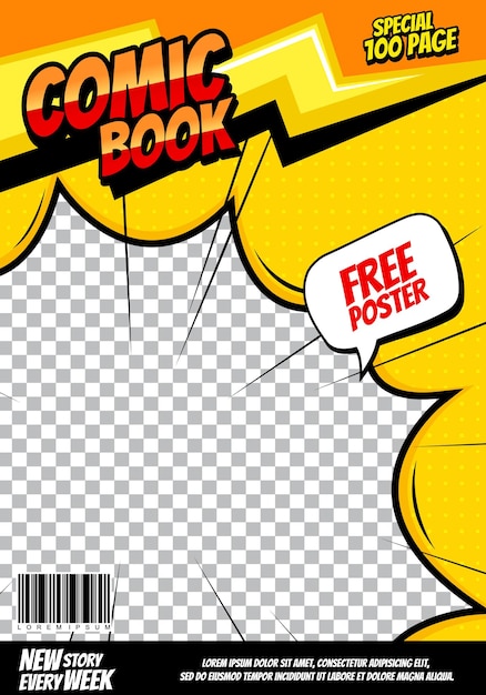 plantilla de página de cómics portada de revista de cómics gráficos vectoriales