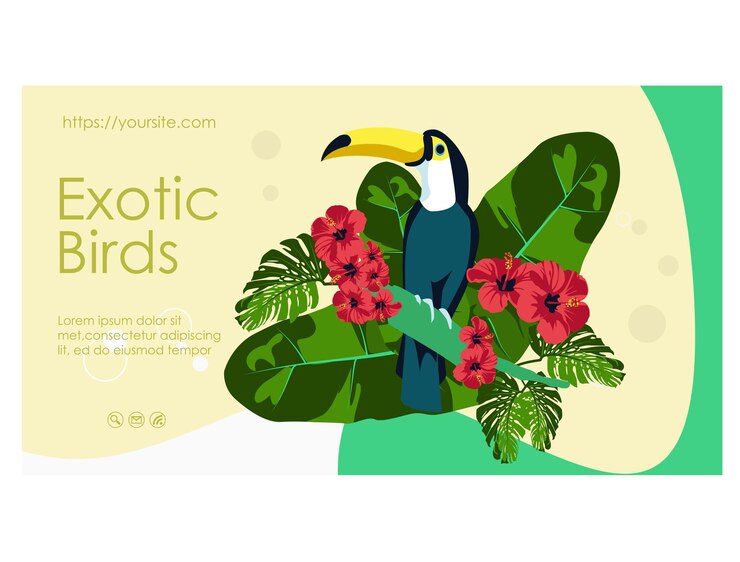 Vector plantilla de página de destino de aves exóticas