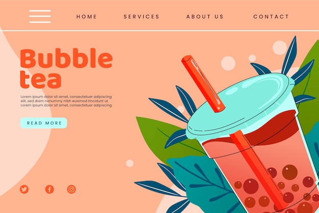 Plantilla de página de destino de bubble tea