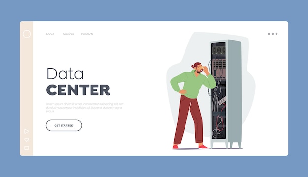 Plantilla de página de destino del centro de datos Administrador del sistema de caracteres Reparación y ajuste de la conexión de red Administrador del sistema