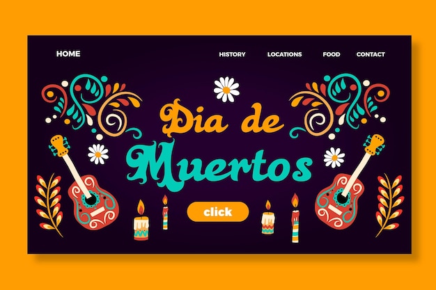 Vector plantilla de página de destino del concepto de dia de muertos