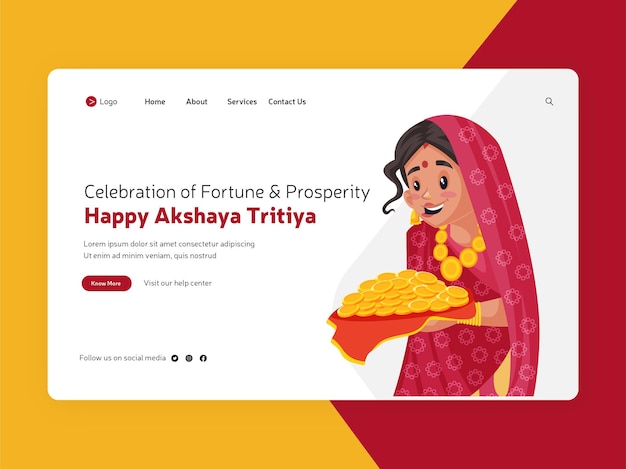 Vector plantilla de página de destino creativa de akshaya tritiya