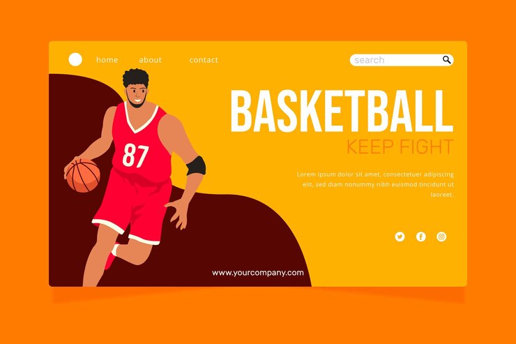 Plantilla de página de destino de deporte de baloncesto