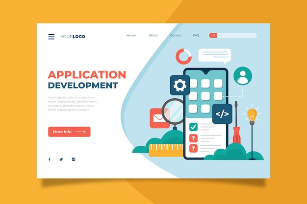 Vector plantilla de página de destino de desarrollo de aplicaciones