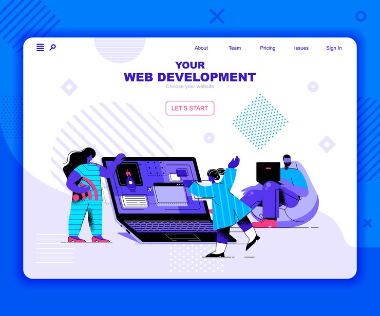 Vector plantilla de página de destino de desarrollo web
