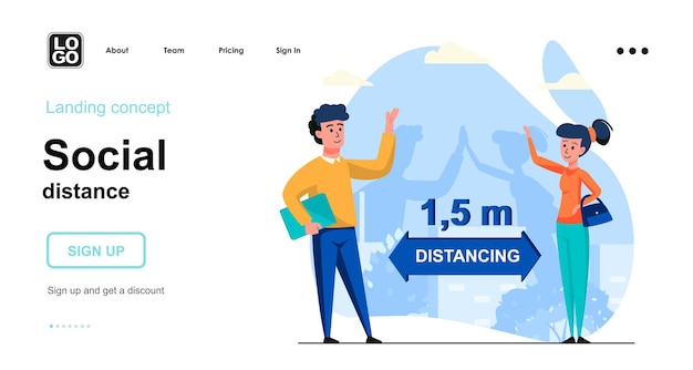 Plantilla de página de destino de distancia social