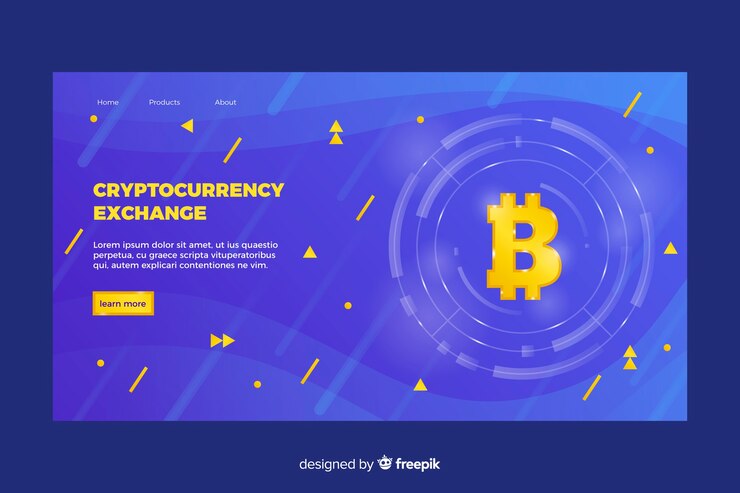 Vector plantilla de página de destino de intercambio de criptomonedas