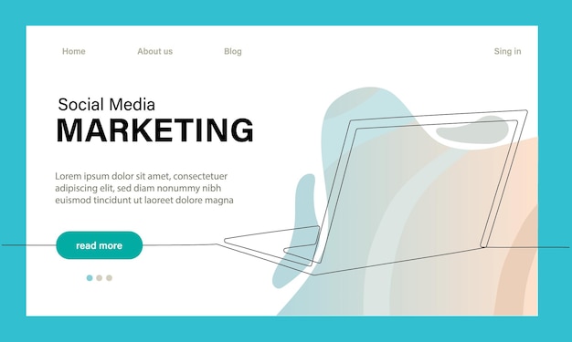 Plantilla de página de destino de marketing en redes sociales. Concepto de diseño plano moderno de diseño de página web para w