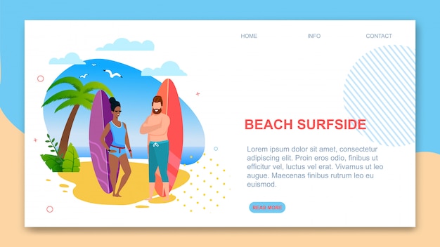 Plantilla de página de destino presenta surfside beach.