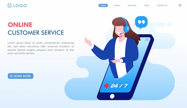 Plantilla de página de destino de servicio al cliente en línea