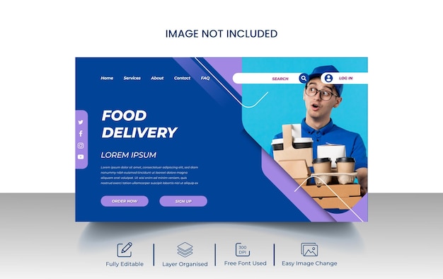 Plantilla de página de destino del servicio de entrega de alimentos