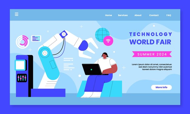 Plantilla de página de destino de tecnología dibujada a mano