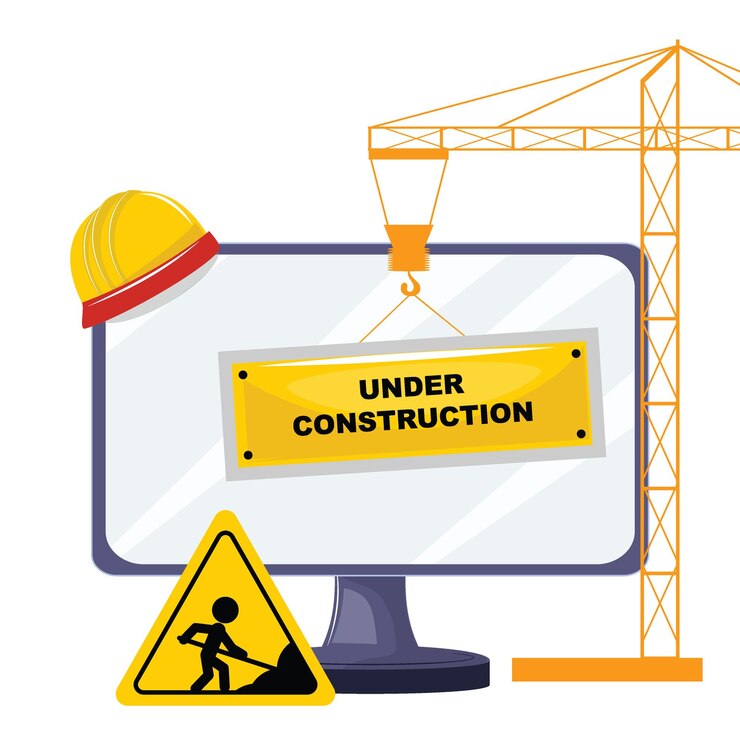 Vector plantilla de página de error digital con elementos de la construcción casco de seguridad