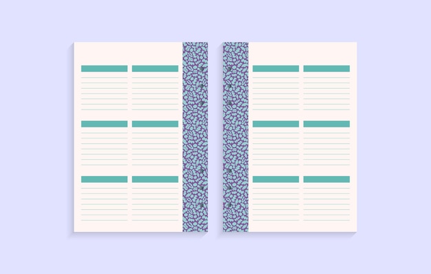 Plantilla de página para la planificación diaria de fechas o notas importantes