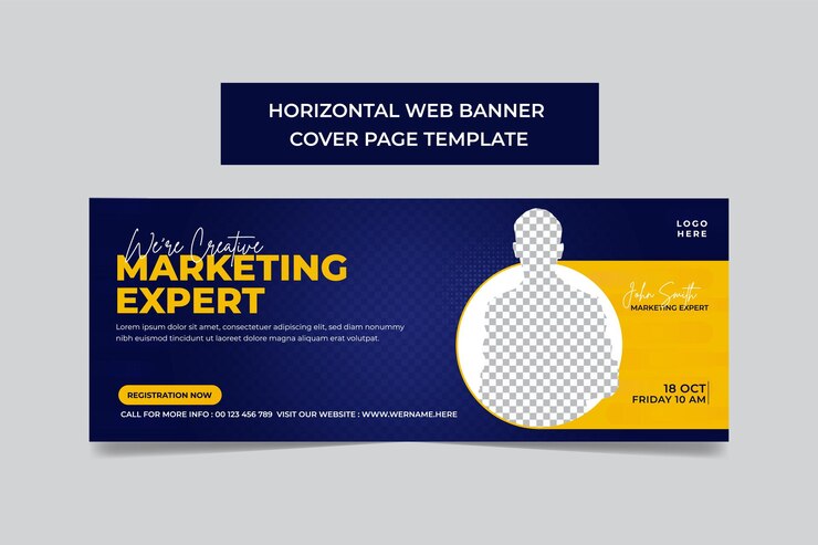 Plantilla de página de portada de banner web de expertos en marketing creativo