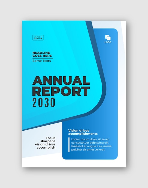 plantilla de página de portada de rectángulo redondeado con gradiente azul simple