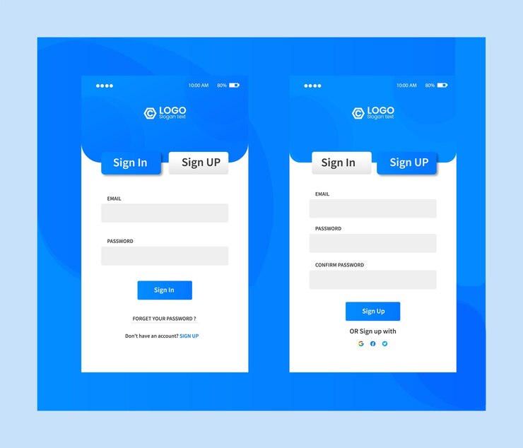 Vector plantilla de página de registro de inicio de sesión moderno creativo