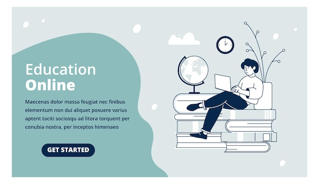 Plantilla de página web de educación en línea Diseño de aterrizaje del sitio web