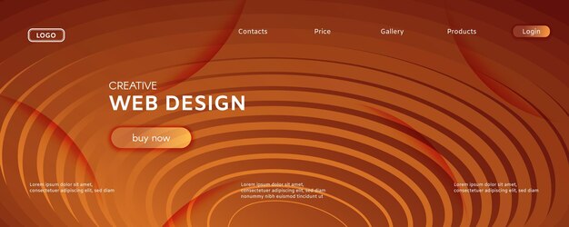 Plantilla de página web con formas fluidas, elementos geométricos y degradados.