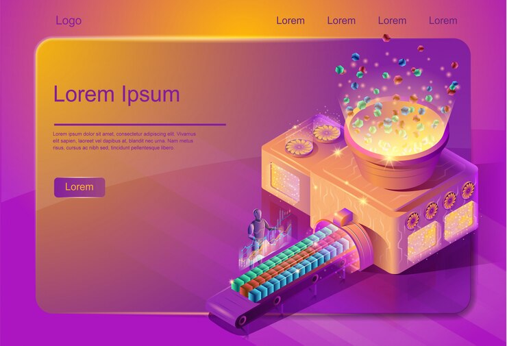 Vector plantilla de página web del servicio de sistematización de datos grandes