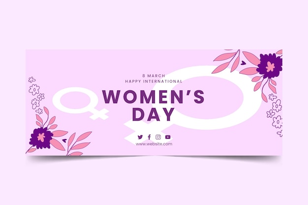 Vector plantilla de pancarta dibujada a mano para el día internacional de la mujer