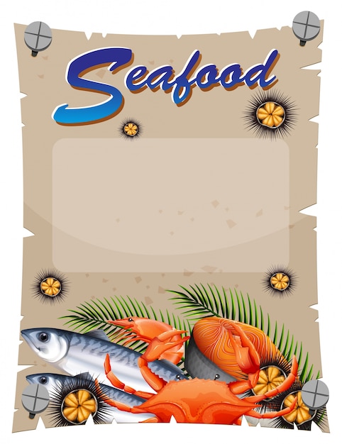 Vector plantilla de pancarta con mariscos