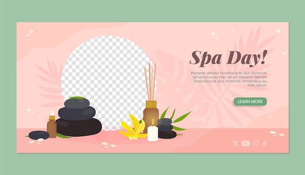 plantilla de pancarta de spa plana y horizontal
