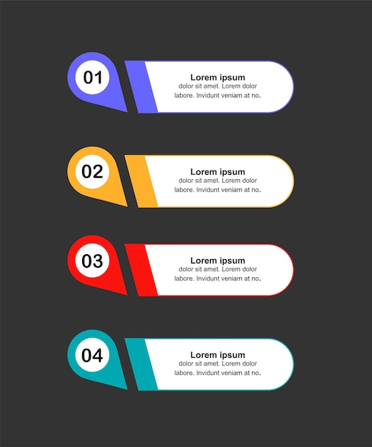 Plantilla de pancartas infográficas multicolor Conjunto de diseño vectorial y cuadro de texto para el diseño de la presentación