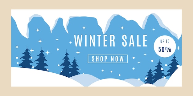 plantilla de pancartas de venta de invierno diseño de ilustración vectorial de fondo de nieve