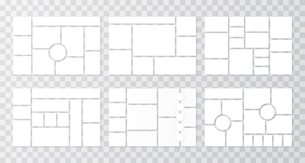 Plantilla de panel de humor. Rejilla de collage. Establecer paneles de estado de ánimo. Banner de marco con fotos. Diseño de álbum de fotografía.