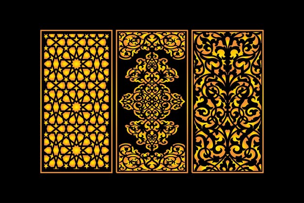 Plantilla de paneles de corte láser abstractos decorativos islámicos con textura geométrica y láser floral