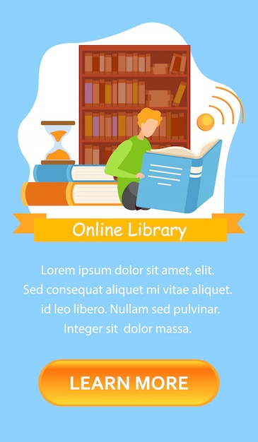 Vector plantilla de pantalla de la aplicación móvil del catálogo de la biblioteca